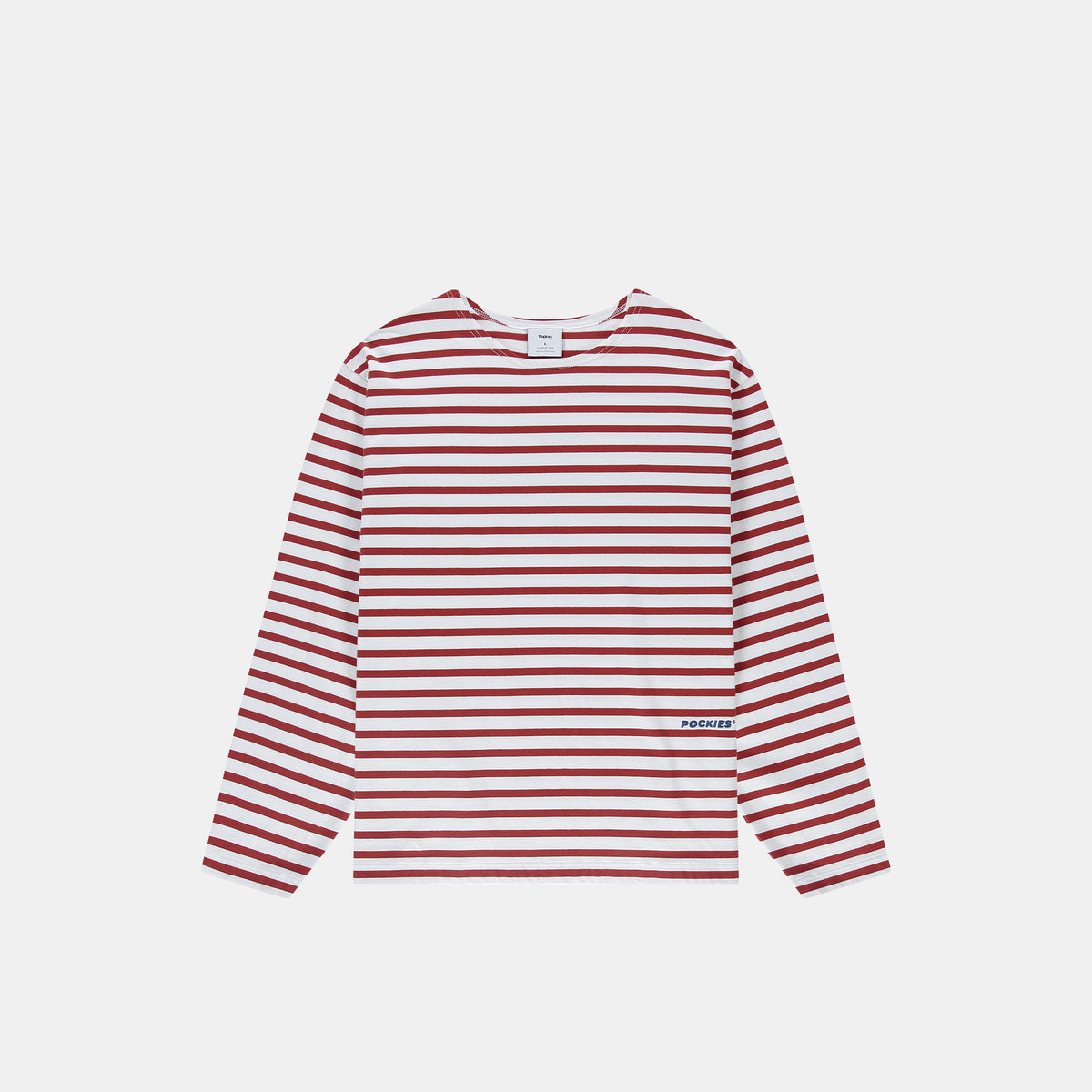 Oversized Boat Neck Longsleeve in red by Pockies, front view