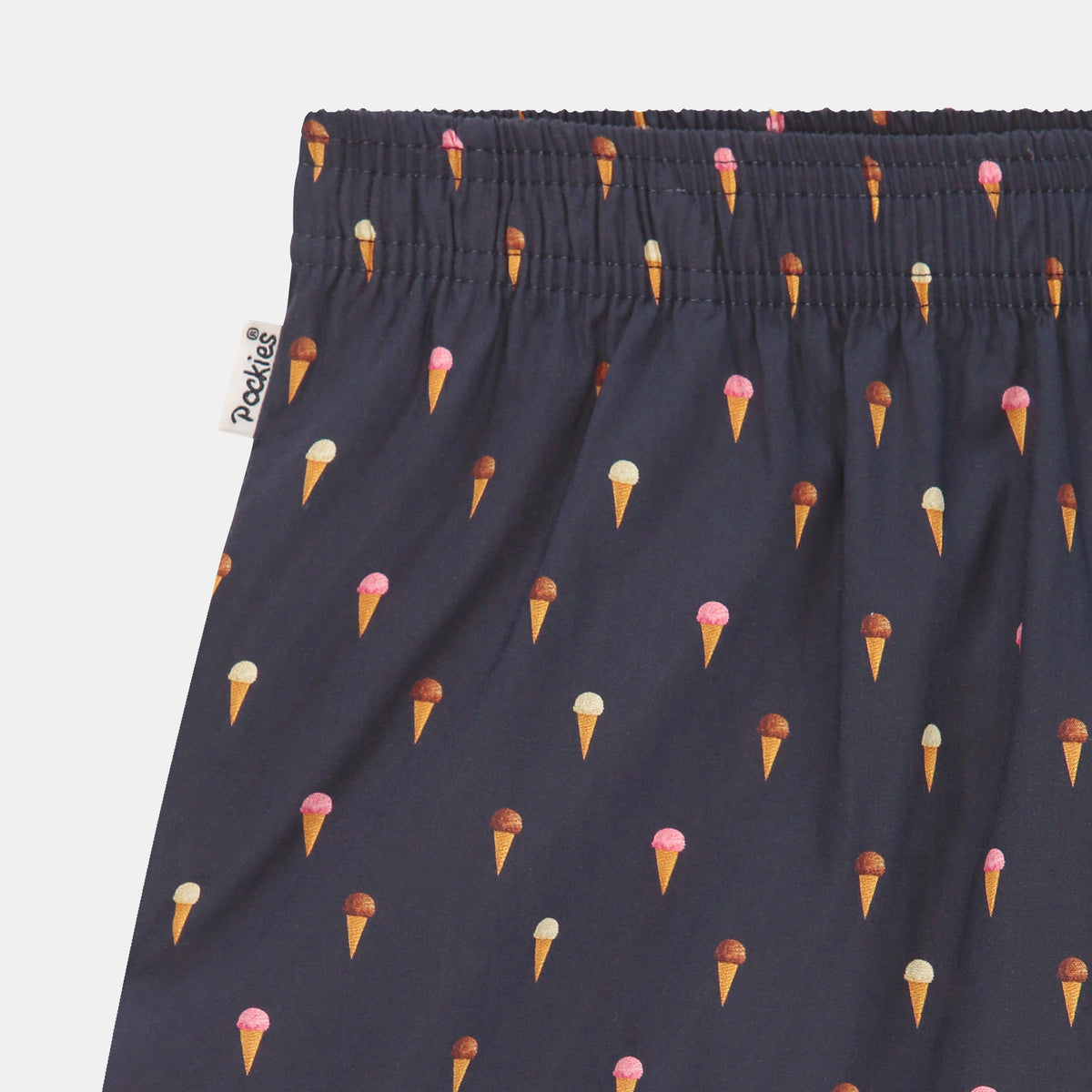 Icecream boxer shorts in navy by Pockies, detail