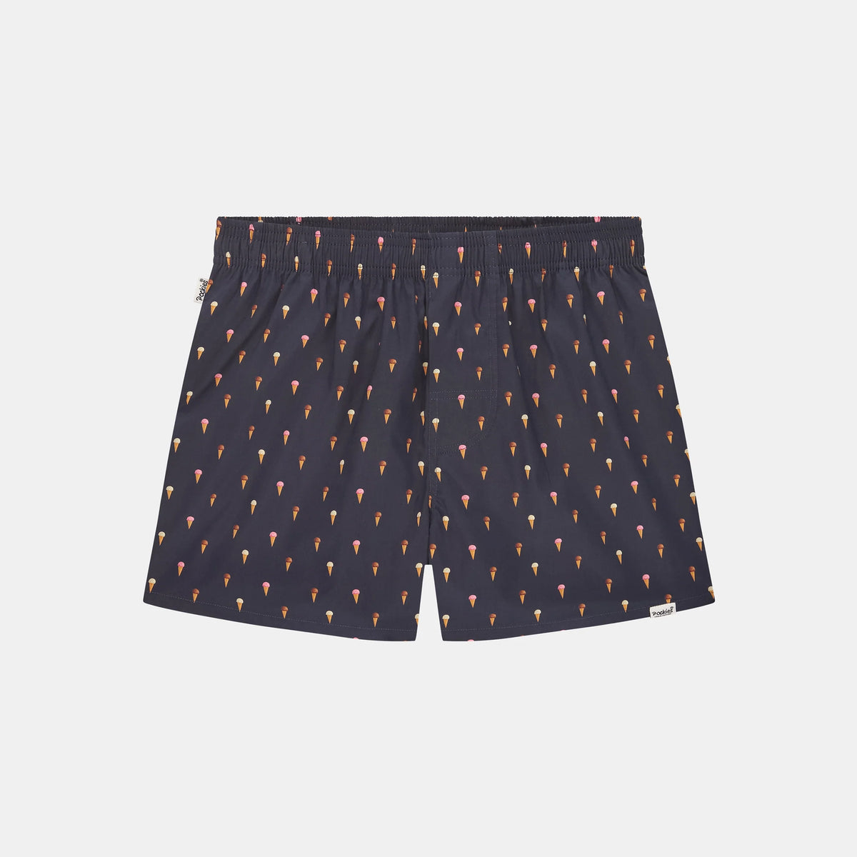 Icecream boxer shorts in navy by Pockies, front view